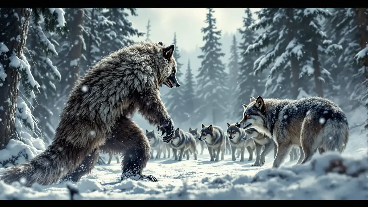 An incredible little animal faces a pack of wolves, with no help in sight